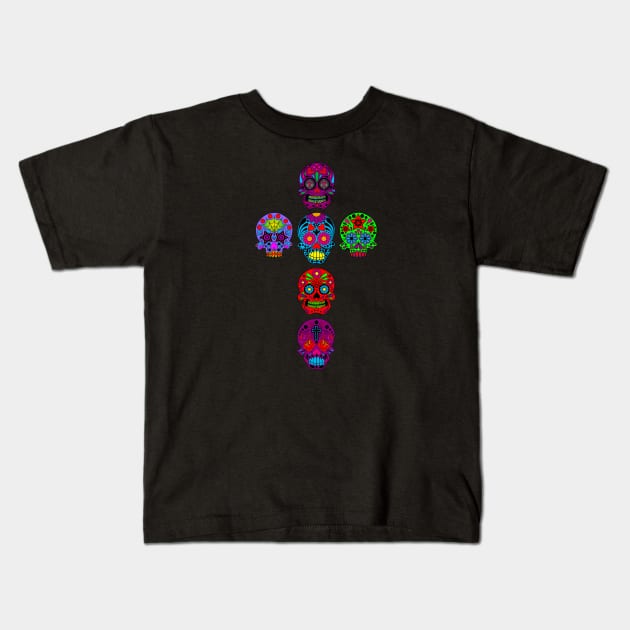 Sugar Skull Cross Kids T-Shirt by OrneryDevilDesign